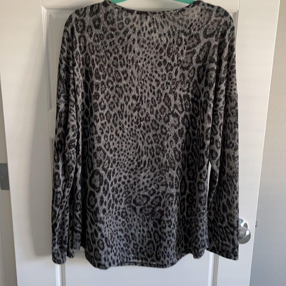 Metallic Long-Sleeve Cheetah-Print Top - Picture 5 of 8